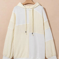 Drawstring Color Block Long Sleeve Hoodie - NovelleShoppe