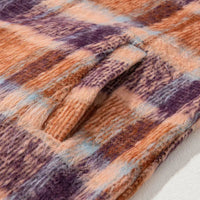 Plaid Collared Neck Long Sleeve Jacket - NovelleShoppe