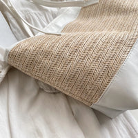 Straw Weave Leather Strap Tote Bag - NovelleShoppe