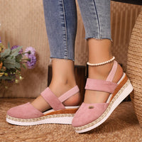 Round Toe Wedge Sandals - NovelleShoppe
