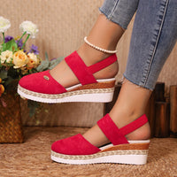Round Toe Wedge Sandals - NovelleShoppe