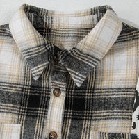 Leopard Plaid Button Up Long Sleeve Shacket - NovelleShoppe