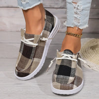 Plaid Round Toe Flat Slip-Ons - NovelleShoppe