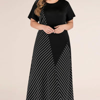 Striped Color Block Tee Dress - NovelleShoppe