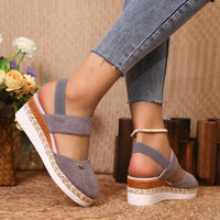 Round Toe Wedge Sandals - NovelleShoppe
