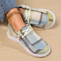 Plaid Round Toe Flat Slip-Ons - NovelleShoppe