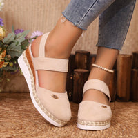 Round Toe Wedge Sandals - NovelleShoppe
