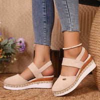 Round Toe Wedge Sandals - NovelleShoppe