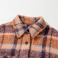 Plaid Collared Neck Long Sleeve Jacket - NovelleShoppe