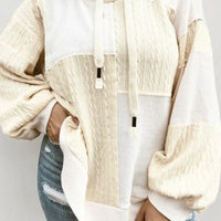 Drawstring Color Block Long Sleeve Hoodie - NovelleShoppe