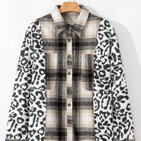 Leopard Plaid Button Up Long Sleeve Shacket - NovelleShoppe