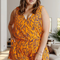 Tiger Printed V-Neck Sleeveless Romper - NovelleShoppe