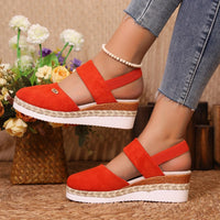 Round Toe Wedge Sandals - NovelleShoppe