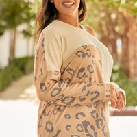 Leopard Color Block Long Sleeve T-Shirt - NovelleShoppe