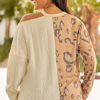Leopard Color Block Long Sleeve T-Shirt - NovelleShoppe