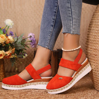 Round Toe Wedge Sandals - NovelleShoppe