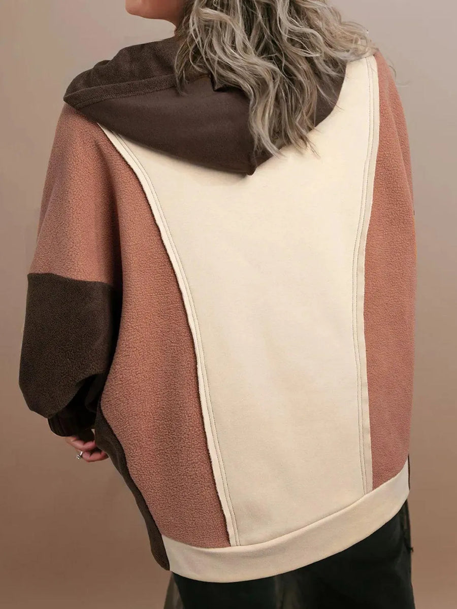 Color Block Long Sleeve Hoodie - NovelleShoppe