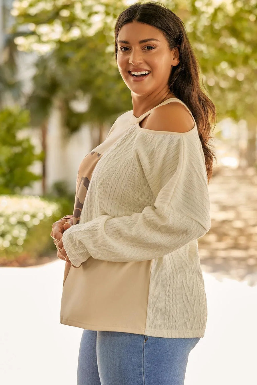 Leopard Color Block Long Sleeve T-Shirt - NovelleShoppe